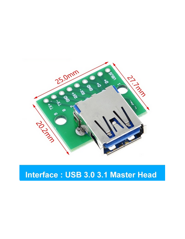 Connecteur USB F USB 3.0, Embase, 9 Voies, 2.54mm PCB Board