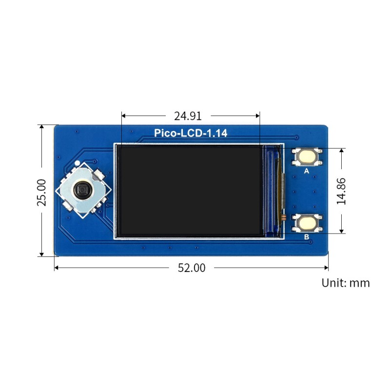1.14inch LCD Display Module for Raspberry Pi Pico, 65K Colors, 240×135, SPI