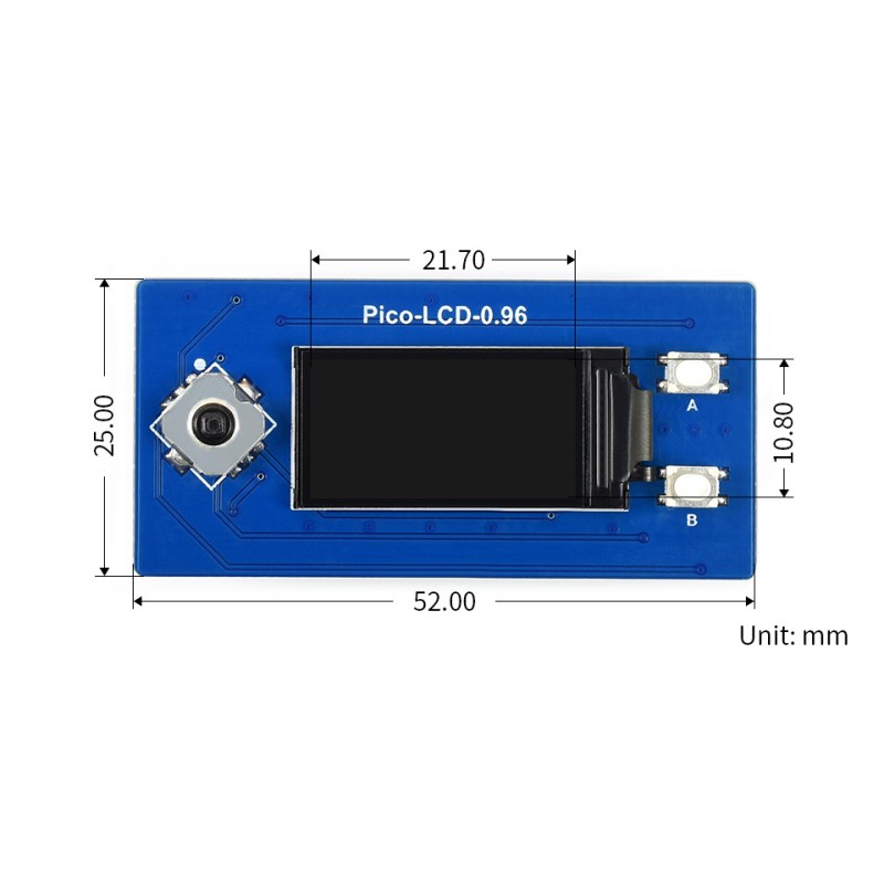 0.96inch LCD Display Module for Raspberry Pi Pico, 65K Colors, 160×80, SPI