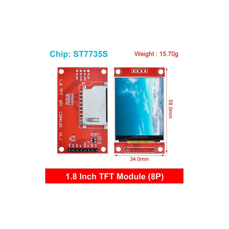1.8 inch TFT  LCD Screen SPI ST7735S 128*160