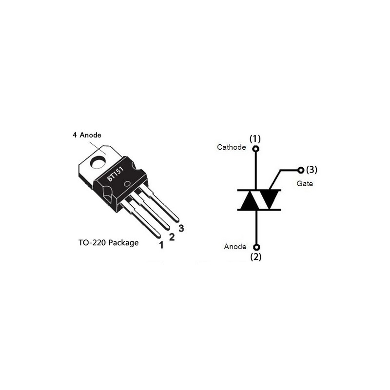 Bt151 BT151 Thyristor 500V 12A - TO-220AB | HackSpark
