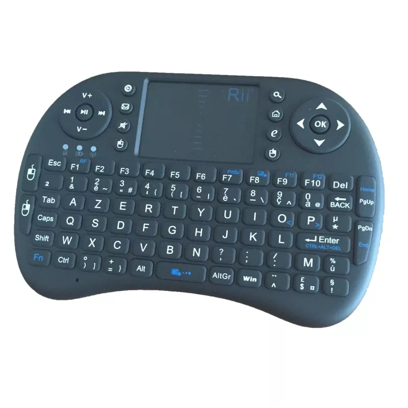 Mini clavier Azerty et pavé tactile sans fil (RF 2.4G, dongle USB, chargement USB)