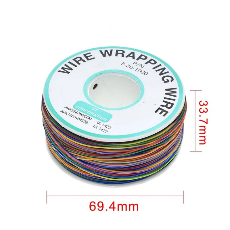 30 AWG Wire-wrap Wire 8 Colors - Tinned Copper 250m | HackSpark