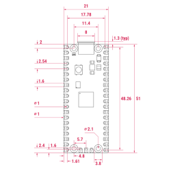 Raspberry Pi Pico 2W Cortex-M33 microUSB