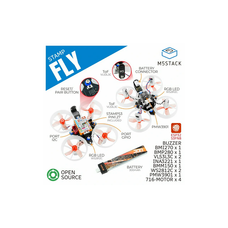 Quadcopter M5Stamp Fly with M5StampS3