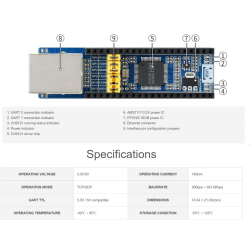 PICO Ethernet vers UART pour  Raspberry Pi Pico 10/100M