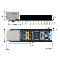 PICO Ethernet to UART for Raspberry Pi Pico 10/100M