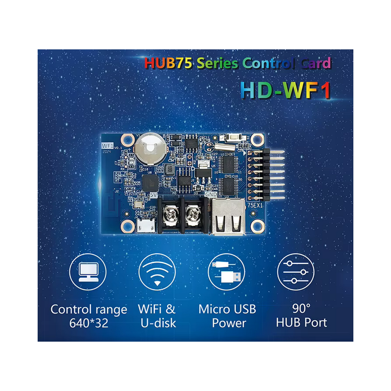 Wi-Fi and U-disk LED display control, HD-WF4, with 1 HUB75E ports