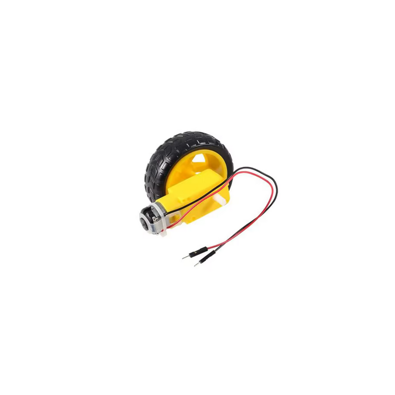 Moteur à courant continu de décélération + roues de support (gear / tire)