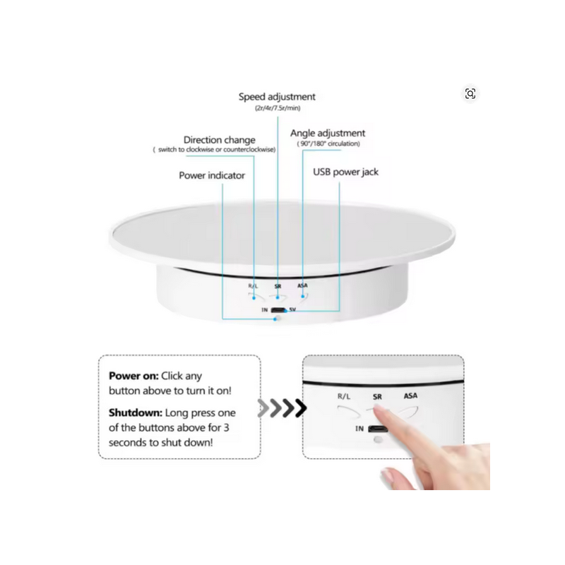 W-M Plateau tournant électrique à 360 degrés de 200 mm