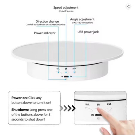 Turntable Rotation 200mm electric rotating turntable 360° white | HackSpark