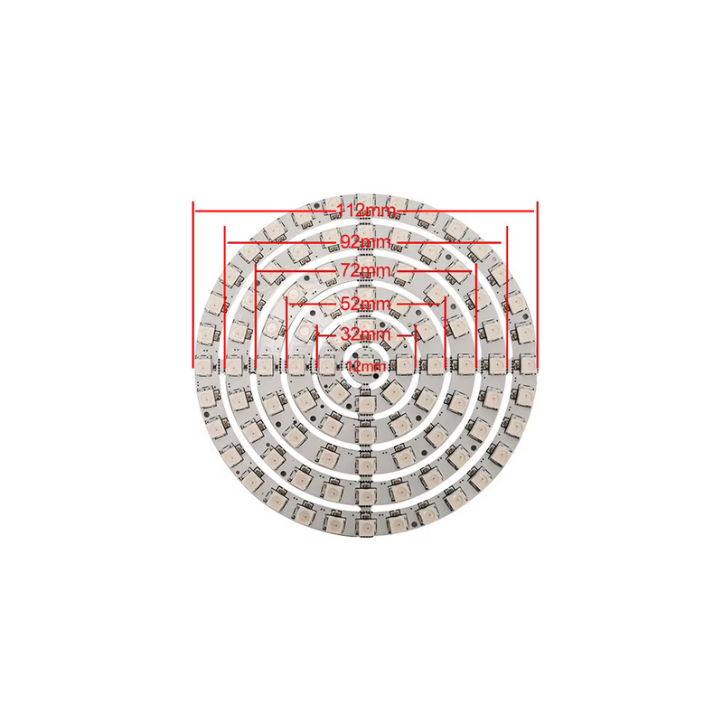 93 Led 5050 RGB, Module d'éclairage rond, 3 broches, 93 Pixels, DC5V WS2812B - (Neopixel compatible,à
