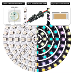 93 LED WS2812 Wire Ring - (Neopixel compatible, Digital RGB LED with Integrated Drivers)