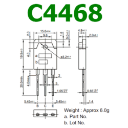 C4468 NPN Transistor de Puissance 70W to 100W