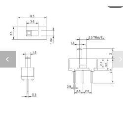 Sliding SS12D00G3 3 pin  switch  3mm slide