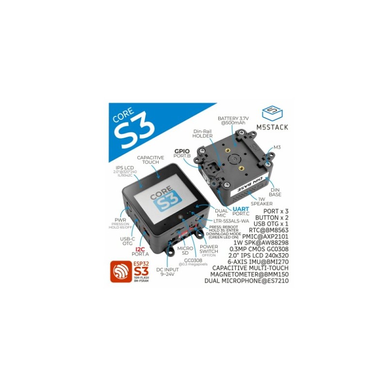 M5Stack CoreS3 ESP32S3 IoT Development Kit SKU: K128