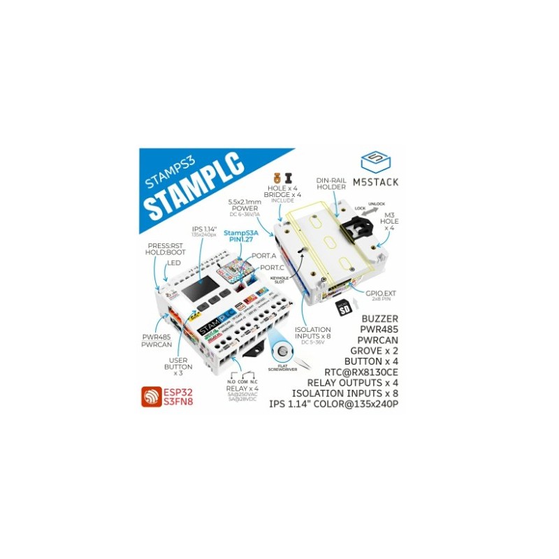 StamPLC Controller with M5StampS3 SKU: K141