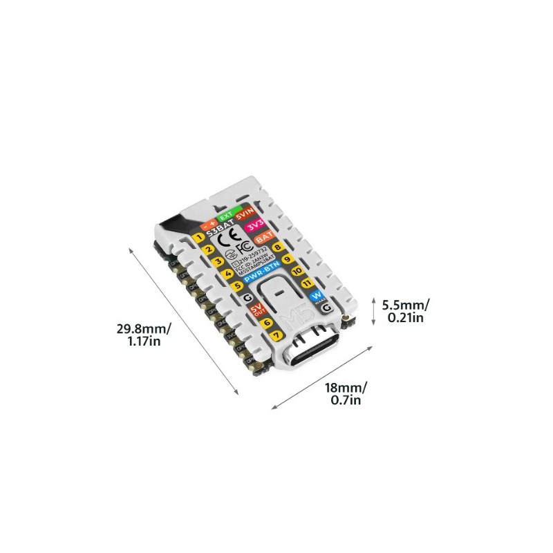 M5StampS3 BAT Module with Battery Connector SKU: S015