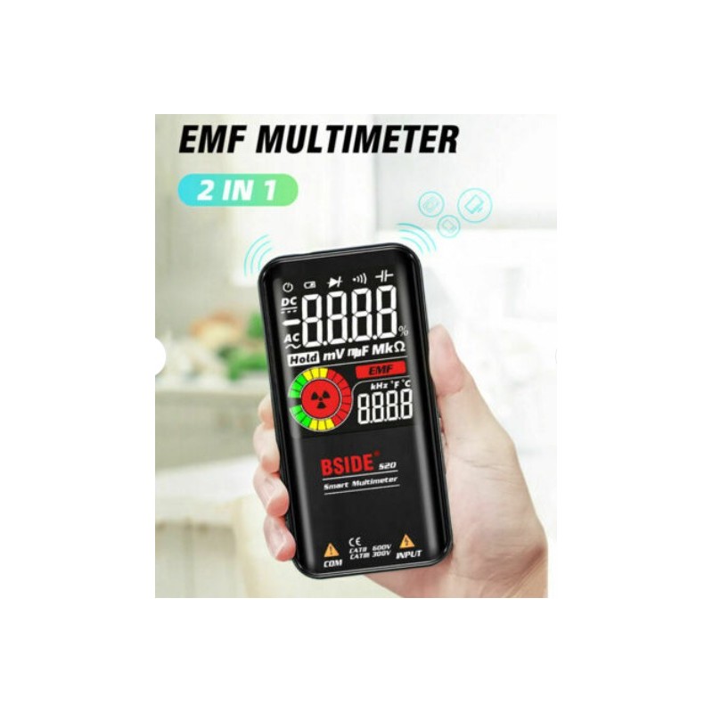 BSIDE S20 Multimètre EMF intelligent Détecteur de rayonnement électromagnétique Écran couleur 3,5 pouces