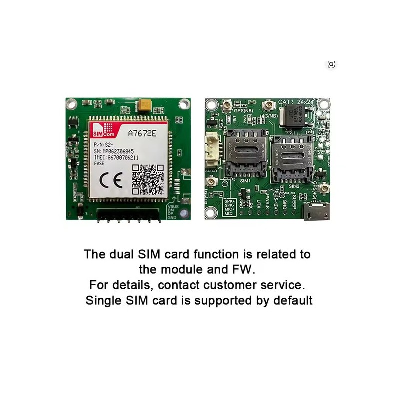 LTE CAT1+4G+2GSIMcom A7672E, carte mère LTE CAT1 avec kit GNSS pour l'Europe