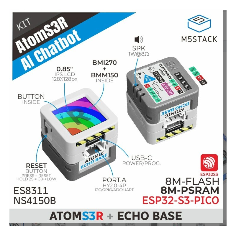 AtomS3R-AI Chatbot Kit (8MB PSRAM) K147