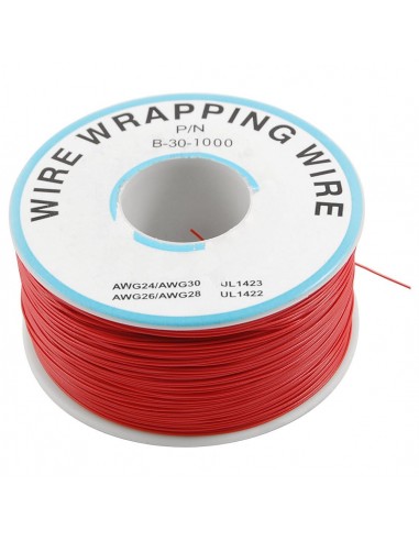 PCB Solder 0.25mm Tin Plated Copper Cord Dia Wire-wrapping Wire 305M 30AWG RED