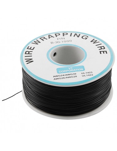 PCB Solder 0.25mm Tin Plated Copper Cord Dia Wire-wrapping Wire 305M 30AWG BLACK