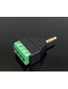 Screw Jack 3,5mm 4 cell phone DIY Audio line   (Male stereo, with grommet straight for cable)