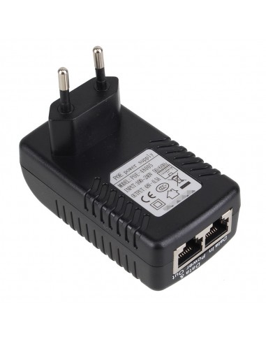 PoE Power Supply Over Ethernet Adapter EU Plug AC 100-240V 50 / 60Hz à DC 48V 0.5A