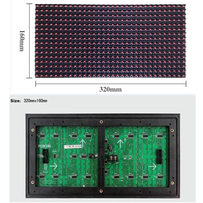 Panneau matrice LED rouge P10 16x32 - Chainable | HackSpark