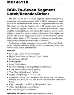 MC14511B BCD−To−Seven Segment Latch/Decoder/Driver