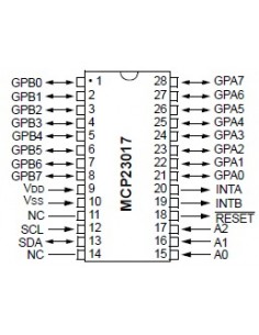 MCP23017 16-bit I/O (E/SL, i2c input/output expander)