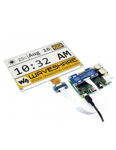 640x384, 7.5inch E-Ink display HAT for Raspberry Pi, yellow/black/white,e-paper