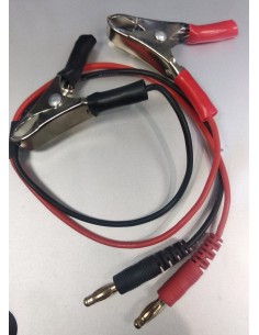 Câble avec Fiche banane et PINCES CROCO (300mm - Rouge / Noir)