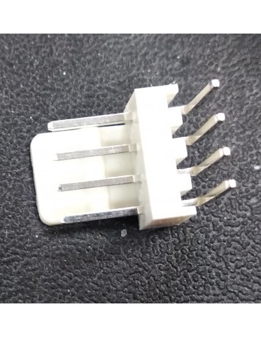 Embase pour circuit imprimé 90° MTA-100, 4 pôles , 2.54mm 1 rangée, 5A, Droit
