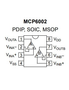 MCP6002 E / P Operational amplifier 1MHz 1.8 ÷ 5.5V Channels: 2 DIP8
