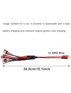 8 in 1 Charger Adapter Connector RC Lipo Multi to 4.0mm Banana Plug for TRX, EC3, JST, Futaba, XT60