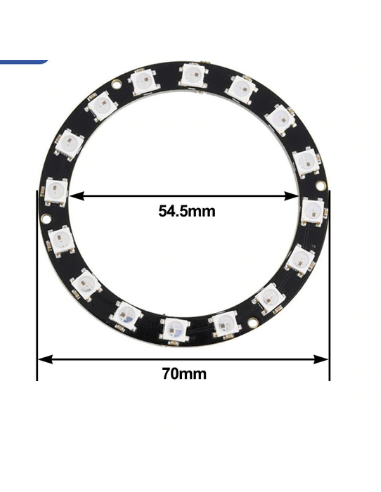 16 LED WS2812 Ring - (Neopixel compatible, Digital RGB LED with Integrated Drivers)