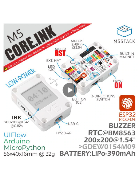 Official M5Stack ESP32 Core Ink Development Kit, Industrial Control ...