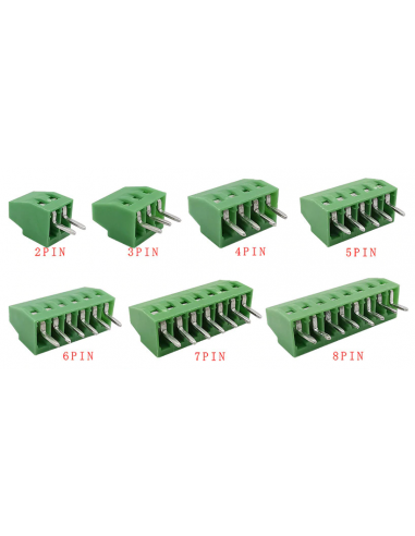 PCB 2.54 screw terminals, 2P 3P 4P 5P 6P 7P 150V 6A for 26-18awg cable