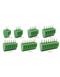 PCB 2.54 screw terminals, 2P 3P 4P 5P 6P 7P 150V 6A for 26-18awg cable