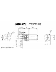 DC 12V 1000RPM Mini Gear Motor 3mm JA12-N20