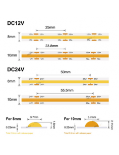 12V 1M Bande lumineuse LED COB, Flexible, haute densité, 8mm,  dc 12V, 4000K, [Meter]