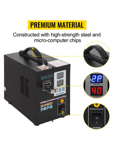 737G Spot Welder for 18650 Lithium Battery, 1.5 kW LED, Dual Display