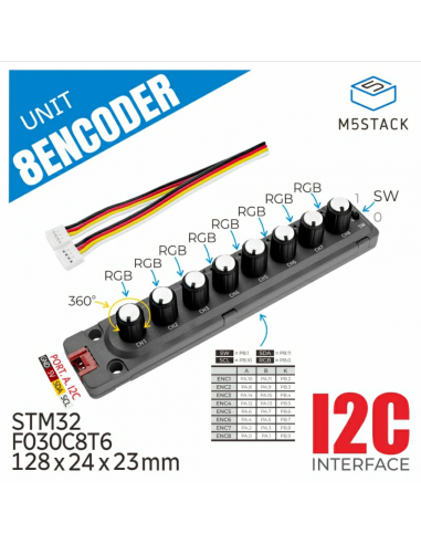 Codeur rotatif 8 canaux à puce STM32, M5Stack Encodeurs