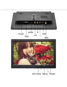 10.1 inch HD LCD monitor and HDMI VGA AV1 AV2 speaker